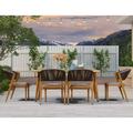 durable LEAF Patio Dining Set of 9 All-Weather Metal Table Chair Set Patio Rattan Furniture Set for Backyard Garden Outdoor Dining Set