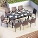 durable & William 9 Pieces Patio Dining Furniture for 6-8 People Outdoor PE Rattan Chairs and Expandable Rectangle Metal Table Set Modern Outside Dining Set with Cushions for Porch
