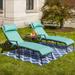 3 Pieces Chaise Lounge Set Of 2 Patio Chairs With Adjustable Back Removable Cushions And 1 Bistro Table Outdoor Furniture For Pool Lawn Deck Garden (Light Blue)