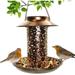 Solar Bird Feeder Heavy Duty Copper Outdoor Hanging Wild Birdfeeder with Light for Outside Garden Yard Backyard Decoration$Solar Wild Bird Feeders for Outside Solar Bird-Feeder for Outside Hanging