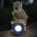 Fimeskey Card Slot Resin Outdoor Solar LED Light Garden Owl Statue Ornament Garden Decoration Home & Garden