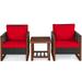 Canddidliike 3 Pieces Acacia Wood Patio Furniture Set with Table-Red Outdoor Patio Furniture Set