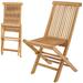 Gymax 2PCS Folding Chair Indonesia Teak High Back Dining Slatted Seat Portable Outdoor Patio