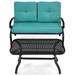 Canddidliike 2PCS Patio Loveseat Bench Table Furniture Set Outdoor Patio Furniture Set with Cushioned Chair-Turquoise