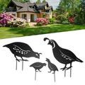 4pcs Outdoor Quail Family Yard Decor Innovative Iron Art Hand Crafted Metal Quail Stake Statue for Outdoor Garden Yard