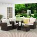 Lane 4 Piece Outdoor Patio Furniture Sets Wicker Conversation Set for Porch Deck Gray Rattan Sofa Chair with Cushion
