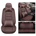 Aotiyer 5pcs Car Seat Covers Full Set Universal Faux Leather Automotive Vehicle Cushion Cover Waterproof Protectors Interior Accessories for Most Sedans SUV Pickup Truck Coffee