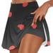 Summer Tennis Skirts for Women with Shorts Funny Print Fast-dry Soft Cotton High Waisted Athletic Golf Skorts (Large Black)