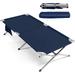 KEERDAO Camping Cot 42â€� Extra Wide Folding Camping Cot w/Storage Pocket Carry Bag 330LBS Capacity Reinforced Bar Heavy Duty Sleeping Cot for Adults Portable Camping Bed for Hiking Backing (Blue)