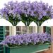 12 Bundles Artificial Silk Daffodil Flowers Outdoor UV Resistant Outdoors Fake Plants Faux Plastic Flowers for Hanging Planters Outside Porch Vase Home Window Decoration (Purple)