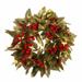 Clearance Item! Ttybhh Wreath Decorative Plaque Clearane 14 Inch Christmas Gold Wreath for Front Door. Red Berries Christmas Wreath Home Decor for Outdoor Indoor Gold