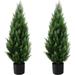 Artificial Cedar Pine Tree Artificial Topiary Cedar Trees Potted UV Rated Plant for Home Decor Indoors and Outdoors 5FT Fake Plants Tall Faux Plants Shrubs (2 Pack)