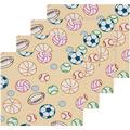 Cartoon Football Soccer Washcloths Towels Highly Absorbent and Soft Cotton Face Cloths 4 Pack Quick Dry Wash Cloths - 12 X 12 Inches