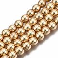 1Strand Electroplate Non-magnetic Synthetic Hematite Bead Strands Round Light Gold Plated 6mm Hole: 1~1.5mm about 67~72pcs/strand 15.7 inch