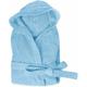 Peignoir Eponge 100% Coton Couleur Unie Doux Homme Femme Ceinture Poches Capuche Bleu Clair - M