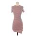 Shein Casual Dress - Mini: Burgundy Stripes Dresses - Women's Size 2