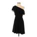 White House Black Market Casual Dress - Party One Shoulder Sleeveless: Black Solid Dresses - New - Women's Size 00