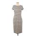 Ann Taylor Casual Dress - Midi: Ivory Stripes Dresses - Women's Size Medium