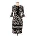 Maggy London Casual Dress: Black Floral Motif Dresses - Women's Size 6 Petite