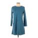 Purejill Casual Dress - Sweater Dress: Teal Marled Dresses - Women's Size Small Petite