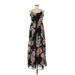 KNT By Kova & T Casual Dress - Maxi: Black Floral Motif Dresses - Women's Size Small