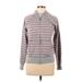 Hoodiebuddie Zip Up Hoodie: Gray Stripes Tops - Women's Size Large