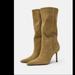 Zara Shoes | Heeled Mid-Calf Suede Boots | Color: Brown/Tan | Size: 7.5