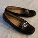 Michael Kors Shoes | Michael Kors Black Leather Loafer Flats Slip On Silver Mk Logo Size 9 | Color: Black/Silver | Size: 9