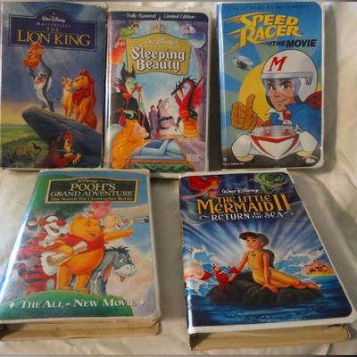 Disney Car Audio, Video & GPS | Lot Of Disney Vhs Tapes Lion King Speed Racer Sleeping Beauty Little Mermaid 11 | Color: Blue | Size: Os
