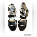 Michael Kors Shoes | Michael Kors Evie Platform Black Patent Leather Open Toe Strappy 4" Heels Sz 7 | Color: Black | Size: 7