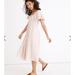 Madewell Dresses | Madewell Linen Blend Eyelet Sleeve Lucie Smocked Midi Dress Women's Size Medium | Color: Pink | Size: M