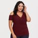 Torrid Tops | Euc Torrid 4x Burgundy Cold Shoulder Jersey Knit Top | Color: Red | Size: 4x