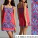 Anthropologie Dresses | Anthropologie Square-Neck Embroidered Shift Dress Red And Blue Size 10 | Color: Blue/Red | Size: 10