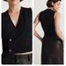 Madewell Sweaters | Madewell Asymmetric Button Cropped Sweater Vest True Black Small Nwt | Color: Black | Size: S