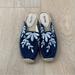 Anthropologie Shoes | Anthropologie Soludos Blue Canvas Embroidered Mules | Color: Blue/White | Size: 6
