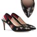 Gucci Shoes | Gucci Shoes Black Leather Pumps Sylvie Web Bee Stars Slingback Sz 39 9 | Color: Black | Size: 9