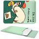 Cute Duck Laptop Sleeves 13 Inch, Green Faux Leather Cover Case for Girls Women, Compatible with MacBook Air 13/MacBook Pro 13