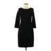 Lands' End Casual Dress - Sweater Dress: Black Solid Dresses - Women's Size 6