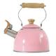 Whistling Kettle Anti-Scald Handle Kettle Stainless Steel Retro Kettle Gas Stove Teapot Stove Top Kitchen Stainless Steel Kettle (Color : Roze, Size : 1.5L)