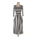 Reborn J Casual Dress - Midi: Ivory Stripes Dresses - Women's Size Small