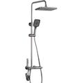 Bathroom Thermostatic Shower System, Wall Mounted Shower Valve Height Adjustable Piano Key Shower Mixer Set LED Digital Display 4 Function Shower System Set Wall Mounted Shower System Kit (Color : Gu