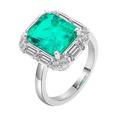 AMDXD Classic 375 White Gold Emerald Green Oval Moissanite Engagement Ring 9ct for Women, 18 Carat (750) White Gold, Emerald