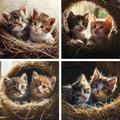 4 Pack 5D Cat Diamond Painting Kits, Full Drill Square Small Diamond Art Diamond Painting Cat Picture, DIY Embroidery Cross Stitch Kits Adults Crystal Art Kits for Home Wall Decor 45x45cm ZF-2285
