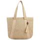 Huwzder Large Straw Woven Bag for women, Straw Beach Tote Bag with Tassels, Boho Summer Shoulder Handbags for Vacation, Beige, Summer Beach Bag