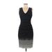White House Black Market Casual Dress - Bodycon: Black Stripes Dresses - Women's Size 8