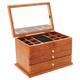 SuhoFutus Wooden Jewellery Box, Jewellery Organiser with Mirror, 4-Layer Vintage Jewellery Box, 3 Drawers, Desktop Jewelry Cabinet for Rings, Necklaces etc, Velvet Lining, 31 * 19.3 * 19.7cm