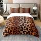 Homewish 100% Natural Cotton Leopard Print Duvet Cover Super King Brown Comforter Cover Cheetah Bedding Set for Kids Teens Room Decor African Wildlife Safari Animal Bed Set 2 Pillowcases