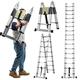 Telescopic Ladder Multi-Purpose Stainless Steel Telescoping Folding Ladder Extension Extend Portable Single Straight Foldable Ladder Loft Attic Climb Tool EN131 Standards (2.6M / 8 (Silver 5M(2.5M+2