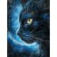 AMBATTERY Latch Hook Kits for Adults Black Cat Under The Starry Sky Handmade Self Knotting Set，Large Latch Hook Rug Pre-Printed Pattern Rug Embroidery Craft for Adults 31x45in