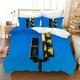 Double Duvet Set Yellow Geometric Blue Bedding Double Bed Set Microfiber Soft Duvet Cover Double with Hidden Zipper Closure Duvet Sets Double Bed Double Duvet Cover+Pillow Cases 2 Pack(50x75cm)